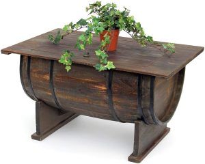 mesa auxiliar madera de barril - planta - decobarril