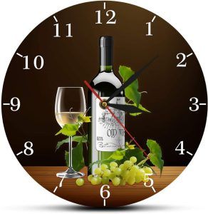 reloj de pared barril - vino blanco y uvas - decobarril